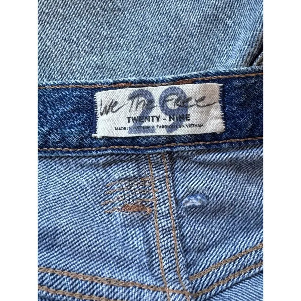 We The Free Distressed Studded Denim Shorts High Rise Cutoff Blue Size 29 Cotton
